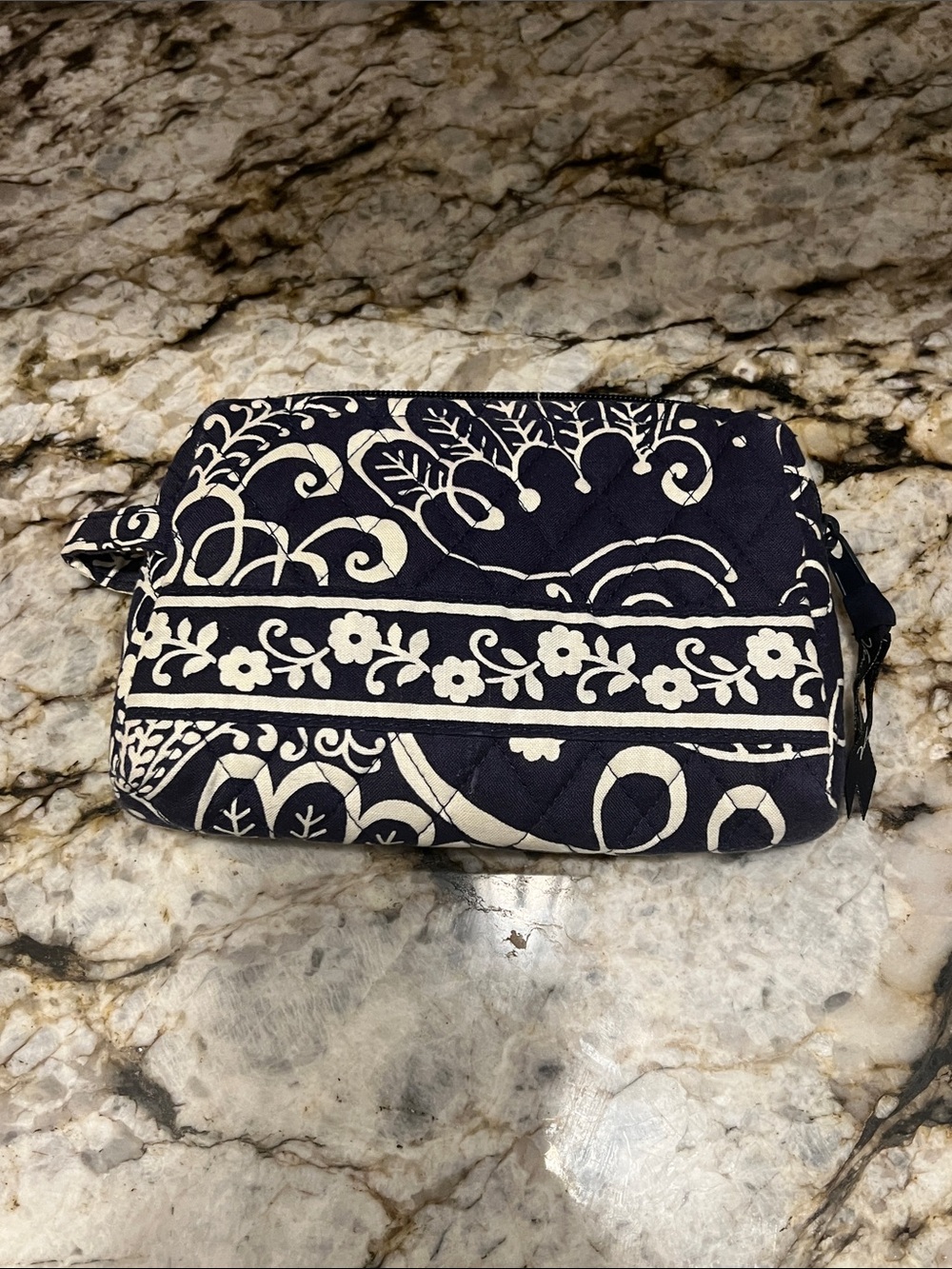 Vera Bradley TWIRLY BIRDS NAVY SMALL COSMETIC Brush CASE Makeup BLUE 4 Purse